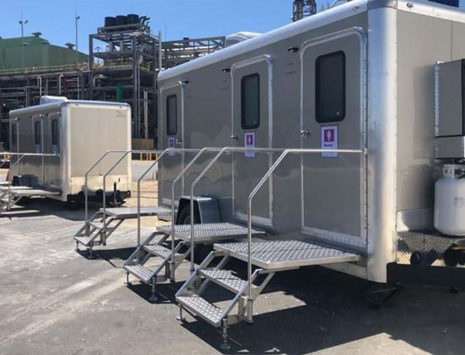 A three stall Jones restroom trailer