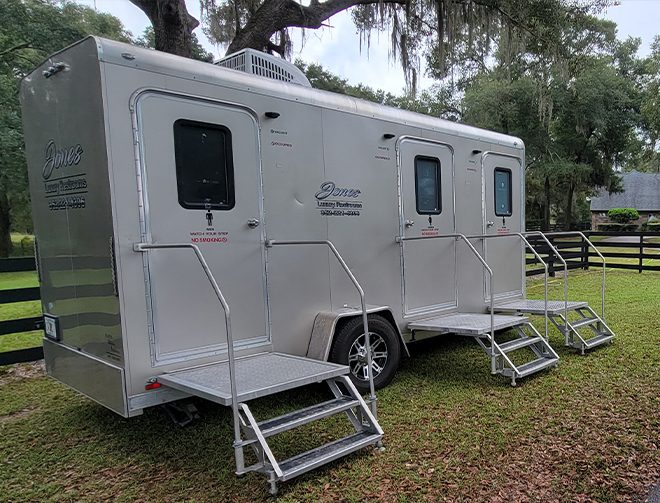 A three stall Jones restroom trailer