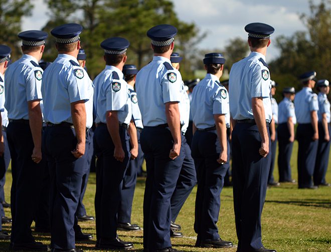 View of a crowd of men in uniform