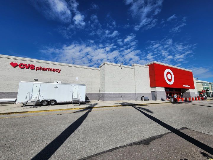 Portable restroom at target