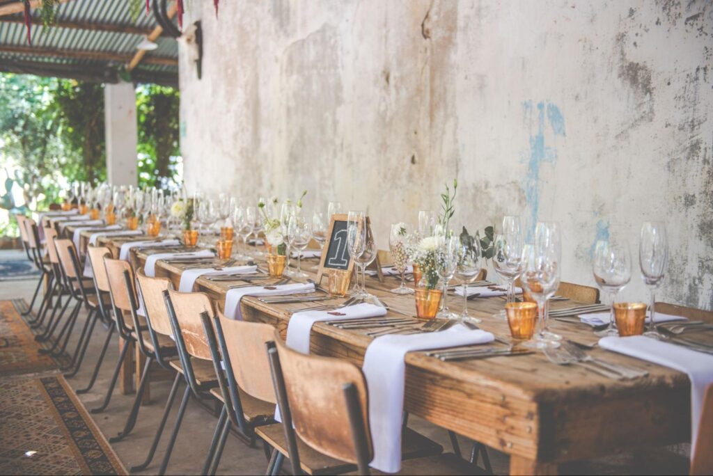 Table set up for an event
