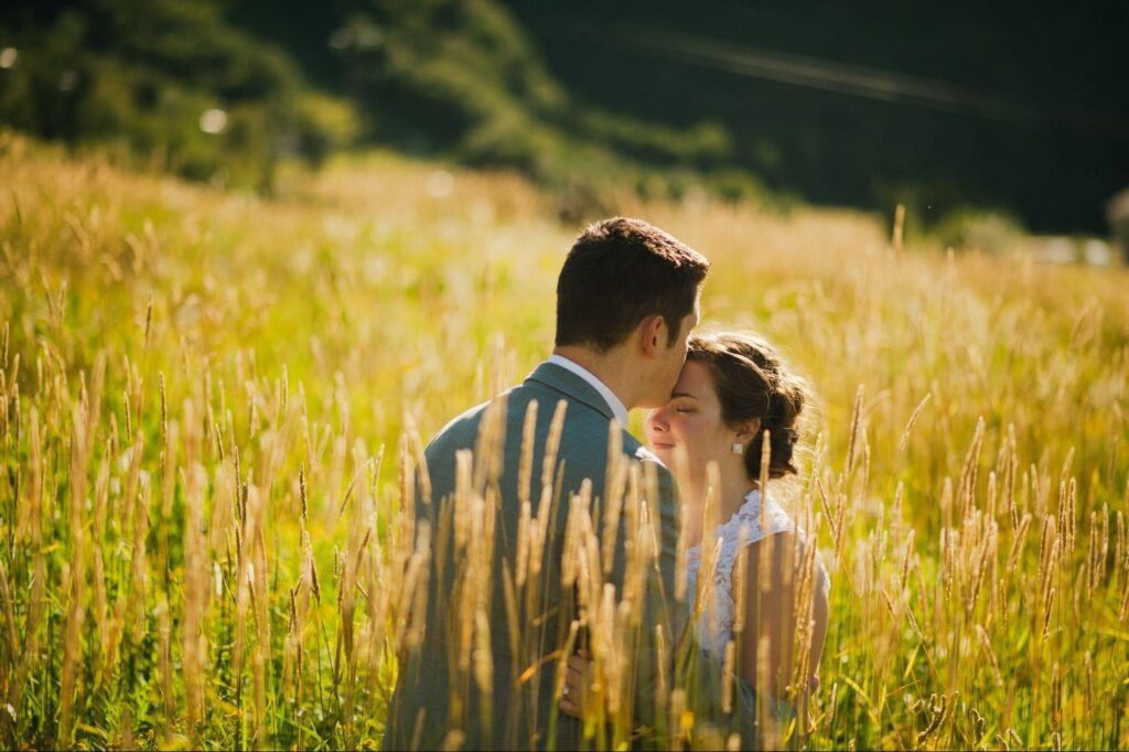 Woman and man in a field